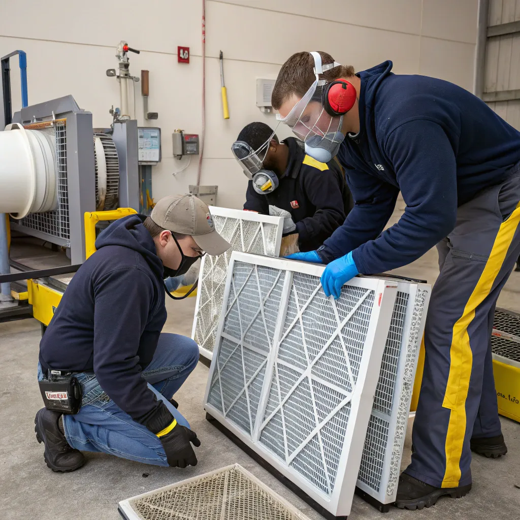 Team working on ventilation filters